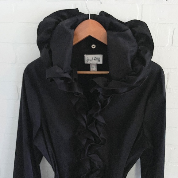 Joseph Ribcoff Trench coat/Dress Ruffled Statement Whimsigoth Pockets Sz 12 - Picture 9 of 15